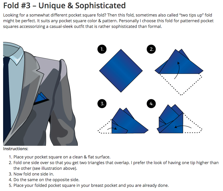 Different Ways To Fold A Pocket Square - Men's Fashion Guide For Pocket ...