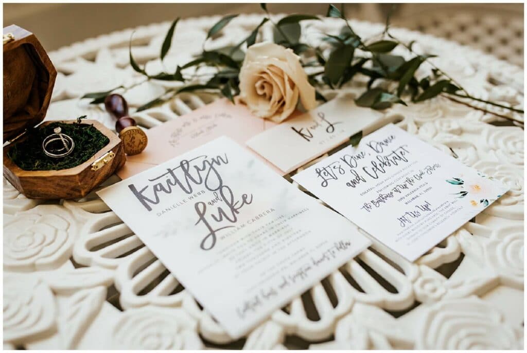 Modern wedding invitations with funky calligraphy