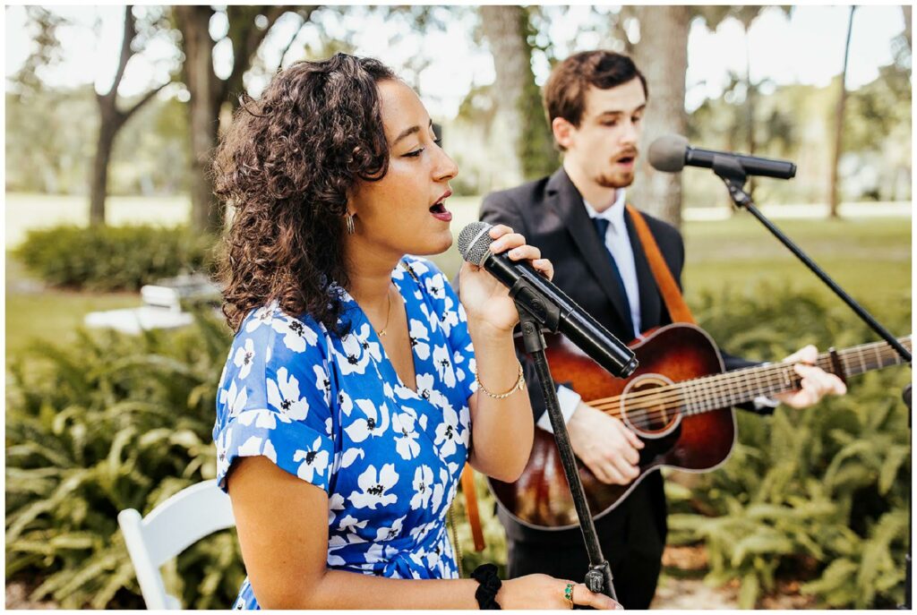 Outdoor wedding ceremony worship song