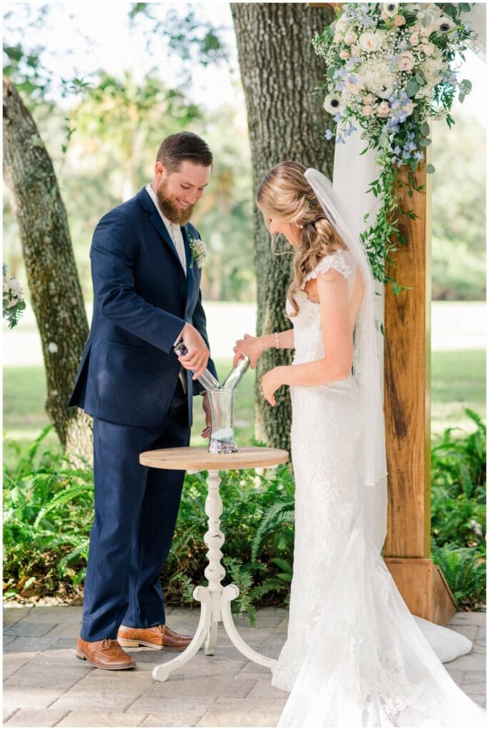 brevard county florida couple doing blown glass unity ceremony outdoors