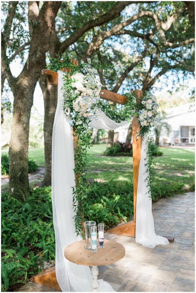 outdoor unity ceremony featuring hand blown glass at up the creek farms
