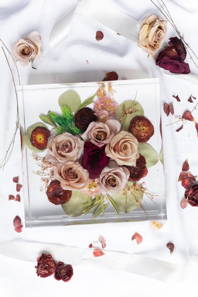 Modern Resin Bouquet Preservation Using Your Wedding Flowers