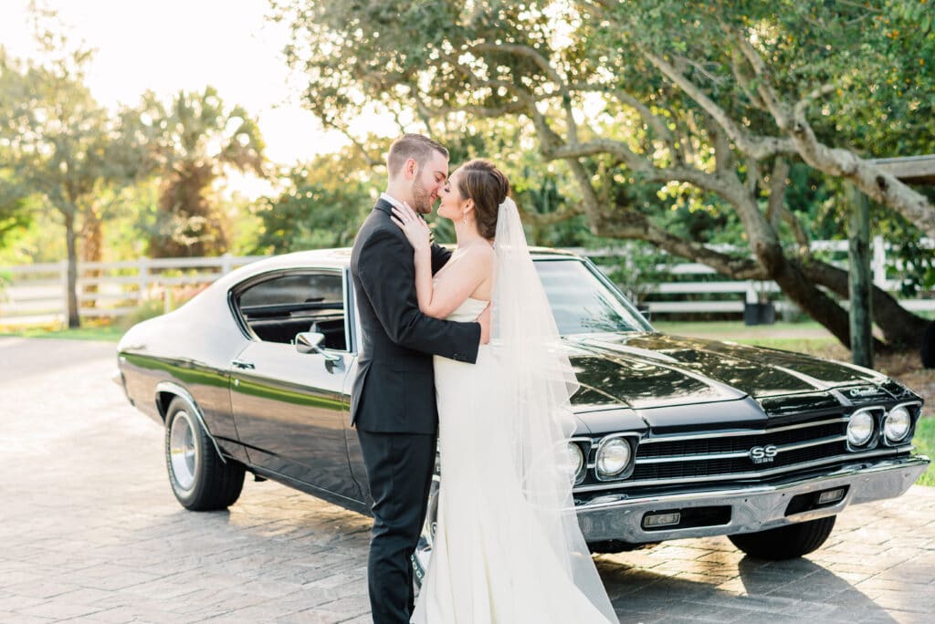 vintage chevy chevelle wedding car at up the creek farms