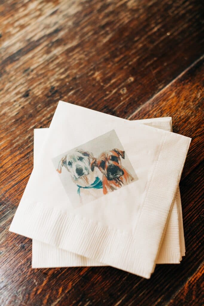custom dog illustrated cocktail napkins