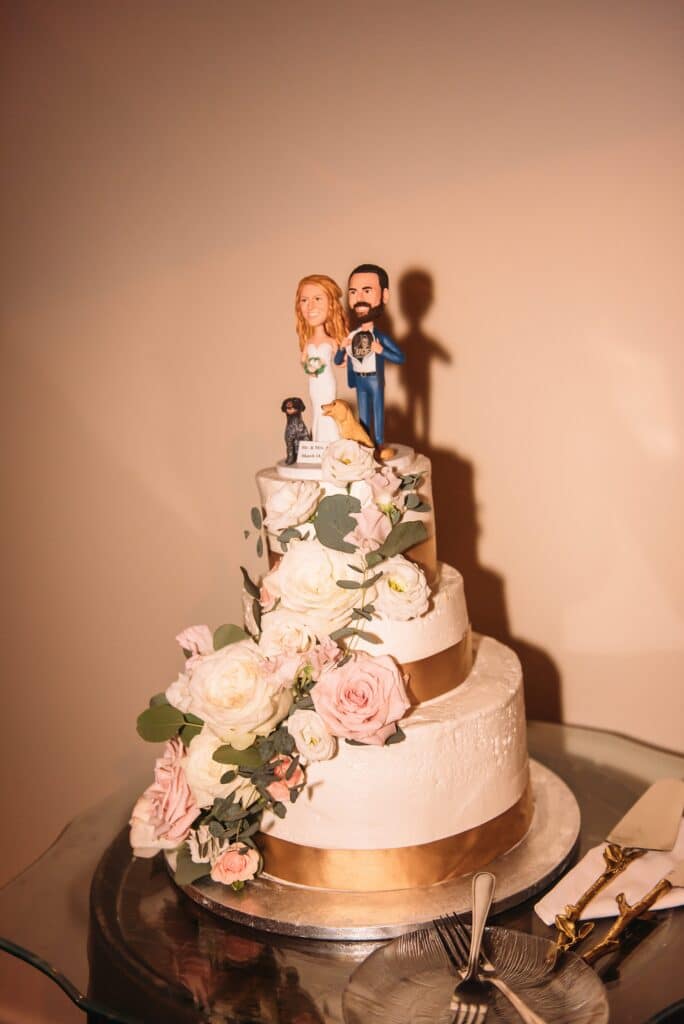 custom made couple with dogs cake topper