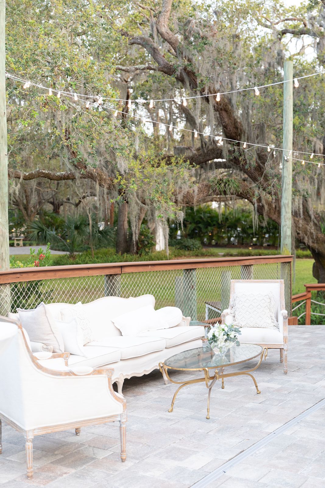 Wedding cocktail patio for  outdoor wedding reception